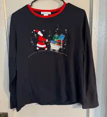 VTG Reference Point Christmas Embroidered Top Women’s L Whimsical Grandmacore 