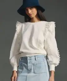 ANTHRPOLOGIE Ruffle-Sleeve Sweatshirt