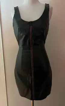 black faux leather body con dress Sz XS