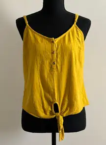 Dizzier Yellow Black Striped Thin Adjustable Strap Crop Top size M