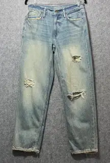 Arizona Jean Co Low Rise Dad Jeans Distressed Ripped Denim Light Wash‎ Size 4