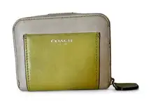 Coach legacy color block Leather Zip Around & Snap-Over Lemon and Cream Wallet