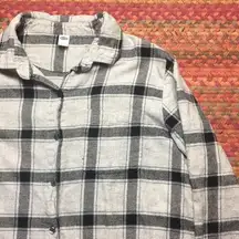 GREY PLAID FLANNEL BUTTON UP DRESS