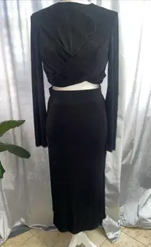 NWT Women’s Sincerely Jules Black Skirt &Top Stretch Knit Set Long Sleeve Size L