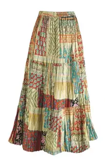 Catalog Classics Tiered Patchwork Maxi Skirt Cottagecore Boho Size Small