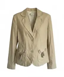 Coldwater Creek Women’s Blazer Linen Rayon Blend Size Medium Lined Beige Pockets