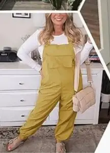 Yellow Loose  Nylon Overalls with Adjustable Straps Size Large New  With Tags