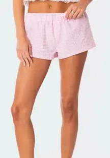 Edikted Plaid Pink Shorts