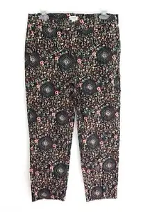 J. CREW Printed Skimmer Pant Navy Blue Green Pink Floral Cotton Cropped Ankle 6