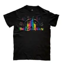 Disney Walt  World Park rainbow castle fireworks T-Shirt