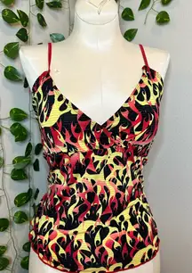 Vintage Womens Peeping Tom Flame Print Women's Top small medium rare Deadstock