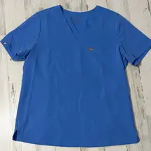 FIGS V-Neck Short Sleeve Scrub Top in Blue