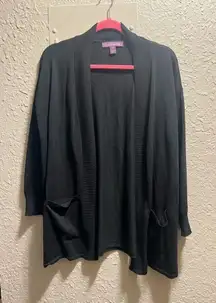 Gloria Vanderbilt Black Open Front Cardigan Woman’s Size XL