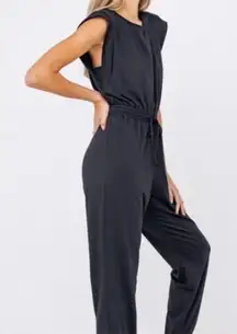 Pact Relaxed Slub Muscle Tank Tee Jumpsuit Black Organic Cotton Size Medium