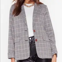 Nasty Gal Black & Tan Houndstooth Blazer 4