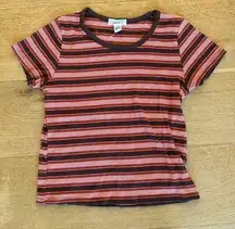 Full Tilt - Stripped Baby Tee in Red and Brown