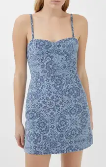 Urban Outfitters After All Corduroy Blue Bustier Mini Dress Size L Boho