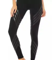 Alo Yoga High Waist Striped Airbrush Legging Black Bottom size Small