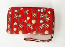 Betty Boop 2014 Purse Handbag Red Charm Bracelet  Print 15" x 9"