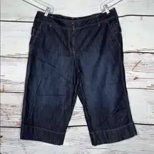 LOFT Ann Taylor NWT Size 16 Blue Denim Low Rise Wide Leg Cropped Jeans