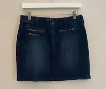 Dark Denim Mini Skirt Zippers Size 2  Stretch Fit Low Rise Cowgirl Punk