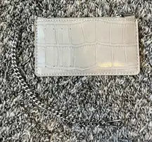 Zara Women’s Gray Croc Like Texture Wallet‎ With Silver Chain