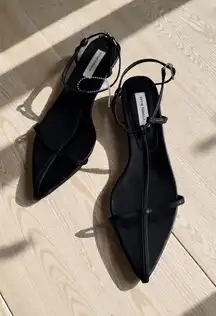 PP THE FORMULA Black Kitten Heel T Strap Sandals Size 38 / US 8 NEW NWOB