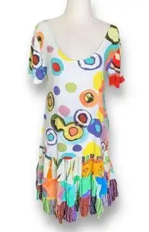 Jam’s World Hattie Dress Multicolor Abstract Print Short Sleeve Scoopneck Mini