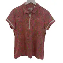 EP Pro Tour tech short sleeve golf quarter zip top paisley large collared colorf