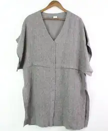 Poetry Linen V-Neck Button Front Dress Grey Size 10