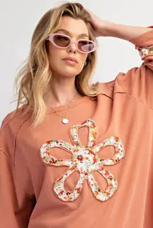 Easel Peach Floral Sweatshirt