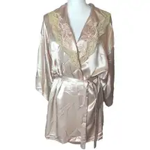 Val Mode Lingerie Vintage Satin Lace Beaded Night Robe