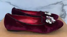 women’s crystal-embellished velvet smoking slippers flats IT 38