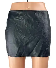 NEW Motel Black Faux Vegan Leather Mid Rise Zip Up Mini Bodycon Pencil Skirt S