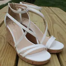 Jessica Simpson White Strap Wedge Sandals Sz 8.5