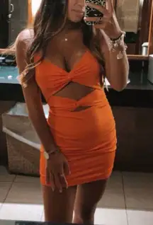 Orange Mini Cutout Dress