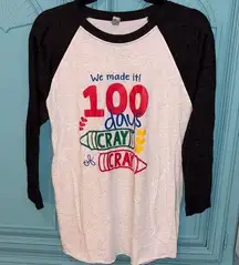 Teacher 100 Days of School Raglan Shirt with Colorful Print