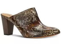 Patricia Nash Ruffina Pointed Toe Floral Tooled Leather Mules