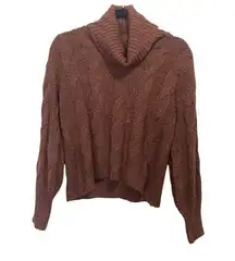 NWT Pink Rose Beattle Brown Knit Sweater Size Small