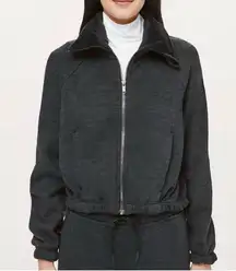 Lululemon Plush Times Zip Up Fleece Lined Jacket Size 8 Heathered Black