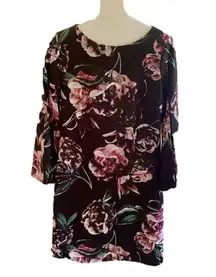 JAX Black Label Floral Dress Bell Sleeves Lace Inlay