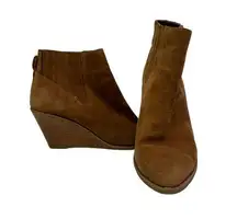 Calvin Klein  B Tabby Brown Suede Wedge Heel Western Bootie Shoes Size 8.5