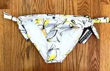 NEW NWT JANTZEN White Yellow Gray Black Floral Tie Knot Y2K Bikini BOTTOM 10