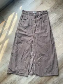 Free people We The Free Brown Corduroy maxi Skirt with Front Slit 4 Boho