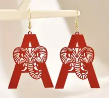 Crimson Red Elephant A Earrings Lightweight Metal University of Alabama Roll Tide Football Jewelry Gameday