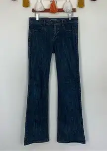 CAbi Mid Rise Flare Leg Dark Wash Jeans Size 6