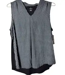 Worthington Women's  Sleeveless Black and White Striped Top Sz M NWT