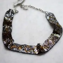 NWT Metalic Gold/Silver/Black Beaded Choker Grunge Punk Goth 16"-19" Necklace