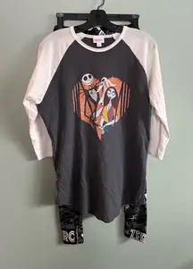 LuLaRoe Disney The Nightmare Before Christmas Jack Sally Baseball Tee Leggings L