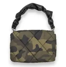 Sondra Roberts  Green Quilted Camo Shoulder Bag Vegan Leather Crossbody Strap